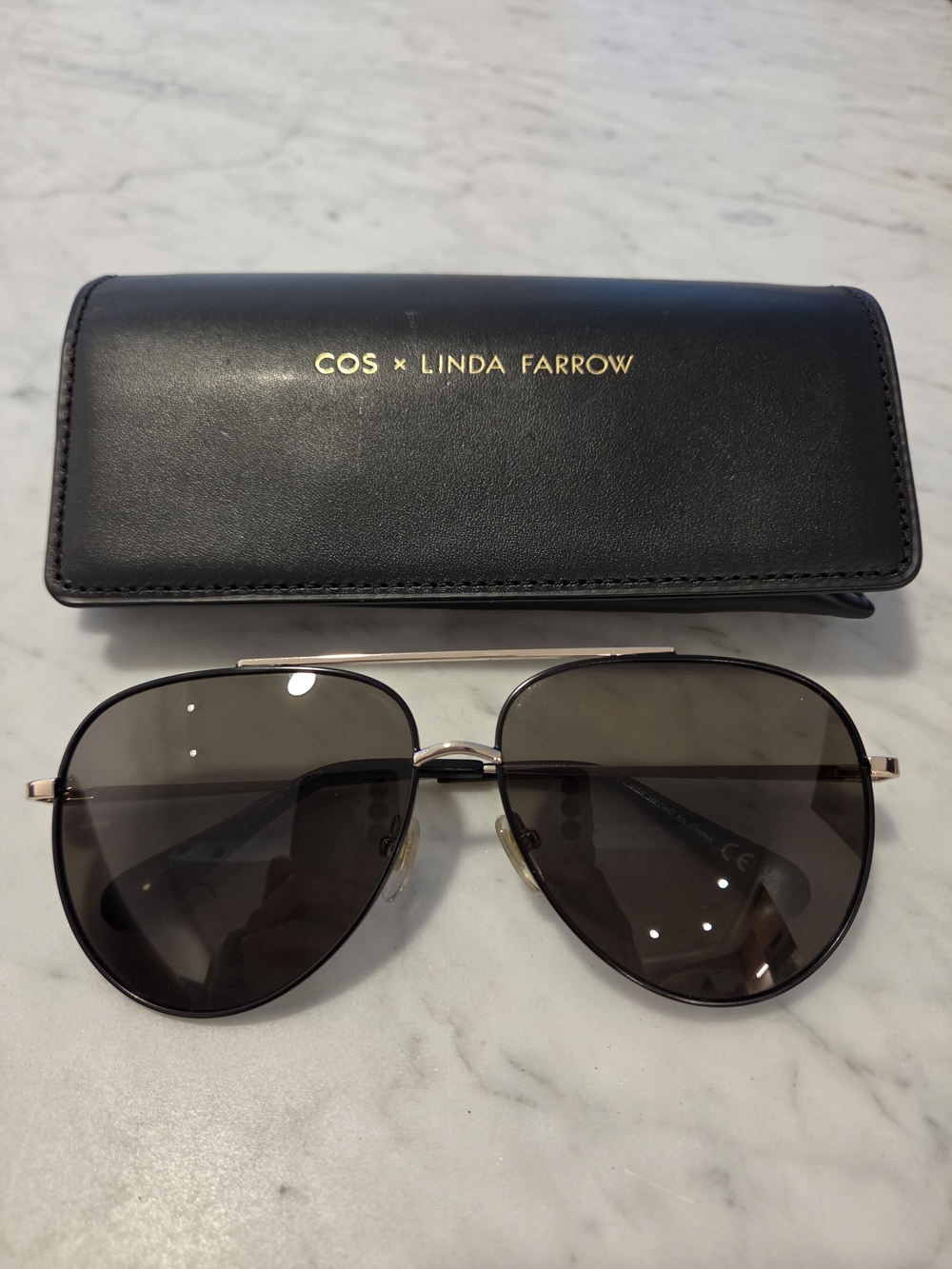 COS x Linda Farrow Black Aviator Sunglasses
